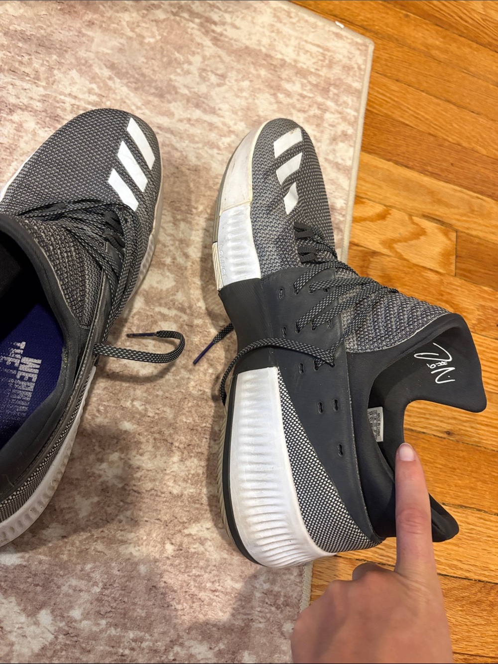 adidas Gray and White Men's Basketball Sneakers - Picture 4 of 5